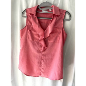 NY & Co. Coral‎ Sleeveless Blouse with Ruffle Size XS